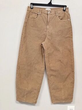 Universal Thread Corduroy High Rise Barrel Leg Pants Khaki Tan Women's 10 Preppy